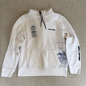 Hollister White Hoodie with Graphic Design